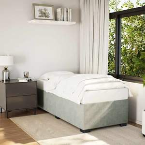Estructura de cama Twin XL de terciopelo gris claro sin colchón-Producto con funda - Product Image 1