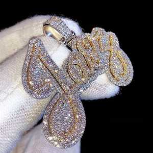 จี้เพชรโมอิสซาไนต์ VVS แบบสั่งทำพิเศษสองชั้น จี้เพชรโมอิสซาไนต์ VVS สองสี จี้ฮิปฮอป จี้เงินแท้ 925 พร้อมอักษรย่อ - Product Image 6