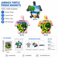 Aimant de réfrigérateur souvenir de la Jamaïque en résine 3D personnalisé, forme tortue de mer, peint à la main, aimant palmier, vente en gros pour les boutiques de cadeaux