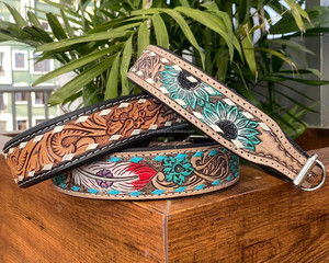 New Adjustable Comfortable Soft Hand Tooled Leather Padded <b>Dog</b> <b>Collar</b> High Quality Genuine Cow Leather Pet <b>Collar</b> for Small <b>Dogs</b> - Product Image 6
