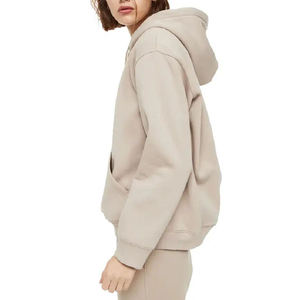Nueva Llegada 2026 Conjunto de Sudadera con Capucha de Forro Polar Beige de 2 Piezas para Mujer, Manga Larga, Corte Holgado, Ropa Casual para Todas las Estaciones, Color Sólido, Tejido de Punto - Product Image 3