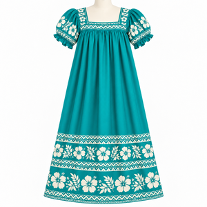 Polynesian Micronesian Mumu <b>Dress</b> Short Sleeves High Quality Casual <b>Dress</b> Natural Waist Solid Floral Printed - Product Image 3
