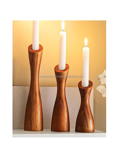 Candelabro de lujo moderno con diseño único de madera clara en T, decoración del hogar para sala de estar, candelabros de madera y linternas - Product Image 1