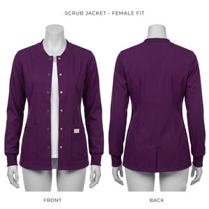 เสื้อแจ็คเก็ตสครับสำหรับบุรุษและสตรี ผ้าแคนวาสนุ่ม 150 GSM กันน้ำ มีฮู้ด สีเทาเข้ม ชุดยูนิฟอร์มทางการแพทย์ ป้ายทอแบบกำหนดเอง พิมพ์โลโก้ - Product Image 5