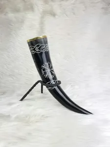 High Quality Religious Viking Drinking Horn Polished Buffalo Horn Tankard Cup Handcrafted Eco-Friendly Gifts for Him Hand Carved - Product Image 6