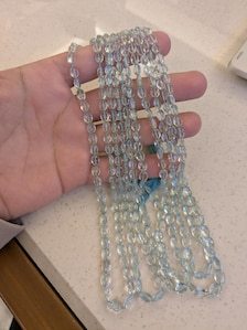 Chaîne de perles ovales facettées en aquamarine naturelle • Pierres précieuses brutes taillées avec précision de 4,5 x 6 mm • 16 pouces pour la fabrication de bijoux fins en gros - Product Image 5