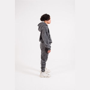 Survêtement d'hiver pour homme en molleton respirant, séchage rapide, léger, antibactérien, à capuche, manches longues, 100% coton, effet délavé, style streetwear - Product Image 2