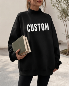 เสื้อไหมพรมคอเต่าทรงโอเวอร์ไซส์สำหรับผู้หญิง ดีไซน์ด้วยผ้าฟลีซพรีเมียมและทรงหลวมสไตล์สตรีท - Product Image 1