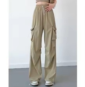 Pantalon de travail pour femmes, taille haute, protection solaire, amincissant, en soie glacée, coupe large - Product Image 5