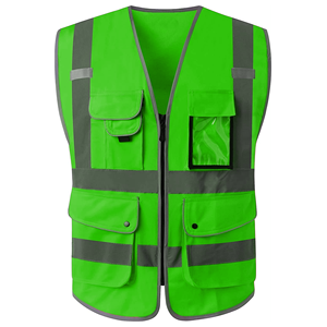 High Visibility Reflective Safety Vest Unisex Red Polyester Workwear with Pockets for Construction and Road Work - Product Image 1