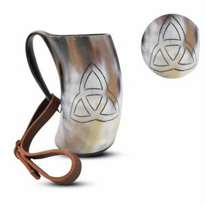 Mug artisanal écologique en corne de buffle américain FAIZA CRAFT avec logo Arbre de Vie unique, idéal pour la bière ou le miad - Product Image 3