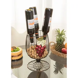 Metal <b>Wine</b> Holder Round Industrial Style Durable Waterproof 5L Bottle Stand for Cork Storage and Display - Product Image 3