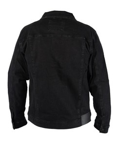 เสื้อแจ็คเก็ตยีนส์สีดำสำหรับผู้ชาย ปกคอปกติ ติดกระดุม สไตล์ลำลอง ทรงปกติ เหมาะสำหรับใส่ในฤดูหนาว ผลิตจากผ้าฝ้าย 100% แบบไม่ทอ - Product Image 4