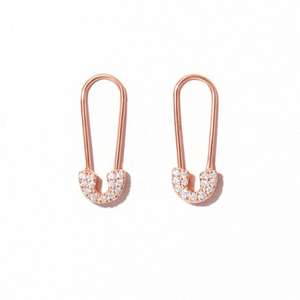 Boucles d'oreilles créoles hypoallergéniques en or massif 10K 14K avec diamants de laboratoire créatifs ronds et diamants de laboratoire cultivés, style épingle de sûreté - Product Image 2