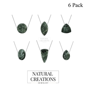 Premium Silver Plated 925 Sterling Silver Classic Slider Seraphinite Mix Shapes Spring <b>Lock</b> <b>Cable</b> Chain Bezel Setting Gift - Product Image 3
