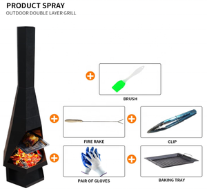 Mode brasero extérieur Chiminea cheminée foyers à <span class=keywords><strong>bois</strong></span> barbecue gril pour jardin Patio - Product Image 5