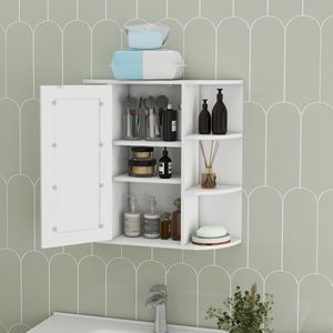 Armadietto da Bagno a Parete con Specchio, 6 Ripiani Aperti e 3 Regolabili per Organizzazione e Conservazione - Product Image 4