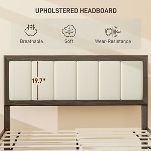 Struttura letto matrimoniale in noce con piattaforma e doghe in legno, facile da montare, non richiede rete a molle, resistente - Product Image 4
