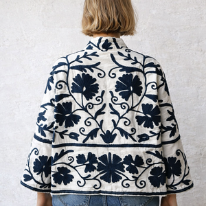 Handmade Knitted Suzani <b>Kantha</b> Boho Embroidered Quilted Breathable Eco-Friendly Reversible Cotton Bomber <b>Jacket</b> Windproof Spring - Product Image 1