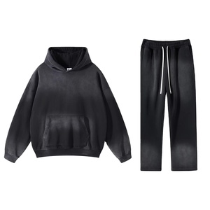 Ensemble de survêtement de Noël délavé à l'acide - Ensemble streetwear d'hiver chaud et surdimensionné, deux pièces, poids lourd, personnalisable avec logo vierge pour impression X - Product Image 2