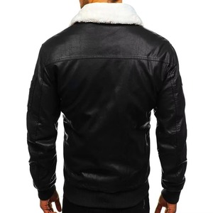 Top Selling Stand Collar <b>Men</b> <b>Leather</b> Fur <b>Jackets</b> Casual Wear Quick Dry Material Made Fashion <b>Leather</b> Fur Black <b>Jackets</b> for <b>Men</b> - Product Image 2
