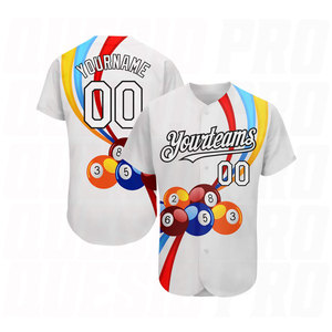 Camiseta de Béisbol Auténtica Personalizada con Diseño de Patrón 3D Blanco y Negro - Product Image 1