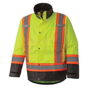 Veste de sécurité haute visibilité pour hommes, coupe-vent, imperméable, doublée de polaire thermique, pour l'industrie minière, antistatique, confortable - Product Image 5
