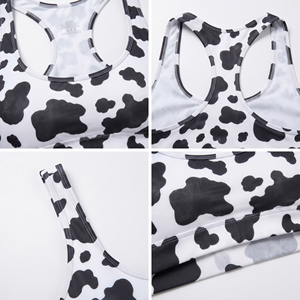Women Animal Print High Support Breathable Eco-Friendly Sports <b>Bra</b> <b>Racerback</b> Crop Top Front Logo Polyester Cotton Sportswear - Product Image 6