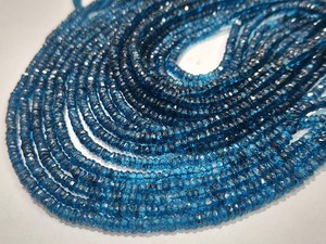 Perles de topaze naturelle de 3 à 5 mm, facettées en forme de rondelle, couleur topaze bleue de Londres, vendues par brin de 13 pouces - Product Image 4