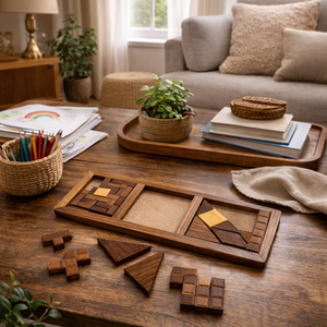 Ensemble de 3 puzzles en bois faits à la main |   Jeu de puzzle d'intelligence en bois de rose indien |   Cadeau jouet éducatif pour l'entraînement cérébral - Product Image 4