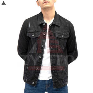 โรงงานผลิตเสื้อแจ็คเก็ตผ้าเดนิมคอตตอนแบบกำหนดเอง ผู้ผลิตเสื้อแจ็คเก็ตยีนส์ผู้ชายแบบ OEM ซักสีพิเศษตามสั่ง - Product Image 4