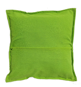 Handmade Patchwork Cushion Cover Square Bohemian Embroidery Design Green Multicolor Cotton Linen India Craft <b>Home</b> Decor - Product Image 6