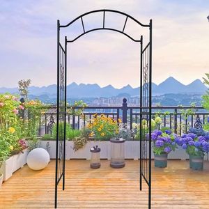 Arco da Giardino in Metallo Nero, Pergola per Piante Rampicanti, Arco per Matrimoni ed Eventi - Product Image 1