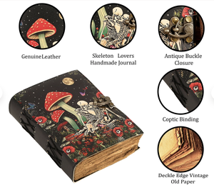Vintage <b>A5</b> Mushroom Paper Hardcover Sewing Binding Grimoire Journal <b>Diary</b> Sketchbook Deckle Edge Cotton Paper for Calligraphy - Product Image 2