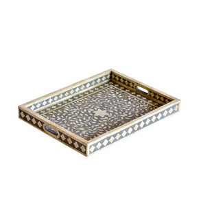 Bandeja de Servicio Exclusiva con Incrustaciones de Hueso, Bandeja de Madera Hecha a Mano de Lujo para Servir Té, Café y Desayuno - Product Image 2