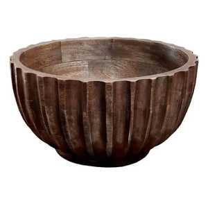 Handmade Wooden Bowl Round Carved Rustic Natural Finish Home Decoration <b>Craft</b> - Product Image 3