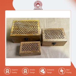 Caja de Madera de Mango Rectangular Multifuncional Hecha a Mano para Decoración del Hogar, Caja de Almacenamiento de Madera Tallada a Mano para Exportación a Granel - Product Image 2