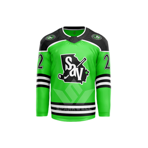 Maillot de hockey sur glace orange personnalisé pour homme, col en V, manches longues, rayé, nom et numéro personnalisés, respirant, polyester, uniforme d'équipe - Product Image 3