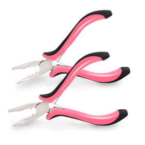 Pince à extensions de cheveux de haute précision, robuste, antidérapante, avec poignée rose et noire en acier inoxydable, personnalisable avec votre logo - Product Image 1