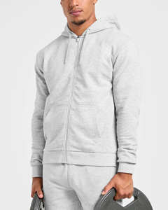 Ensemble de survêtement 2 pièces pour homme, gris clair, avec sweat à fermeture éclair et pantalon de jogging en coton respirant – Nouveauté très demandée - Product Image 6