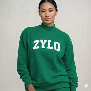 Sweat-shirt à col montant premium, coupe oversize, en molleton de coton, chaud, pour l'hiver, style streetwear décontracté, haut tendance - Product Image 1