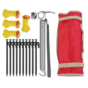 <b>Camping</b> Hammer Tent Stakes & 9.84FT Reflective Ropes Kit Accessories for Hiking Canopy Tent Pegs Mallets for Outdoor Adventures - Product Image 1
