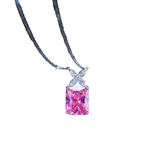 Collier tendance en argent avec pendentif brillant en moissanite pour femme, idéal pour les mariages, les fiançailles, les fêtes et le bureau - Product Image 3