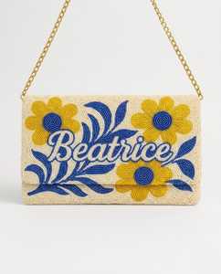 Bolso de Mano de Lona Bordado con Flores Hecho a Mano, Forma Rectangular, Diseño Personalizado Athena, Bolso Textil para Fiesta - Product Image 3