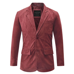 Chaqueta Blazer de Gamuza Borgoña para Hombre, Estilo Casual Elegante, Corte Entallado, Un Solo Botón, Marca Leather Cult - Product Image 2
