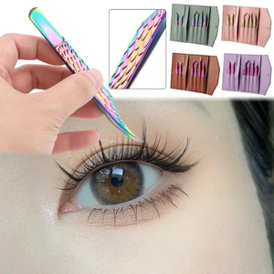 Kaamir Instruments Professional Eyelash Tweezers Stainless Steel Anti-Magnetic Pink Gradient Handle Smooth Tip 10mm for <b>Lash</b> - Product Image 3