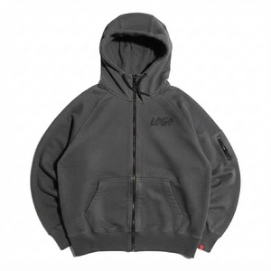 Sweat-shirt à capuche zippé surdimensionné pour homme, couleur unie, en coton French Terry, décontracté, pour l'automne, avec poche avant et logo. - Product Image 1
