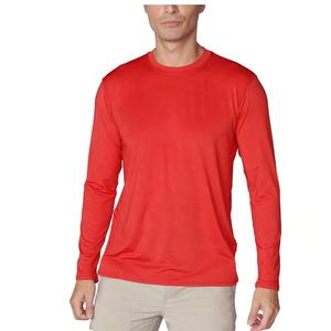 Men Red Long Sleeve UPF 50 <b>Sun</b> Protection Quick Dry Performance Fishing Shirt Solid Color Pullover Top - Product Image 6