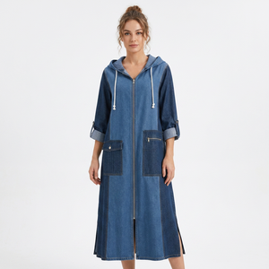 Cotton Floor Length Hood <b>Long</b> Sleeve Flared Hem Loose Fit Women's Casual Abaya Solid Color Breathable All Seasons <b>Eid</b> Party - Product Image 2