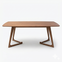 Mesa de Comedor de Lujo de Madera de Teca Sólida de Estilo Moderno de Mediados de Siglo, Diseño Rectangular Minimalista, Muebles Ecológicos para Comedor, Decoración del Hogar